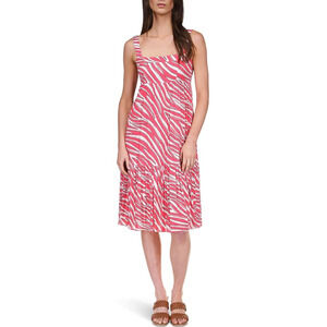 Michael Kors Womens Soft Zebra Midi Geranium Dress Size XL 12524
